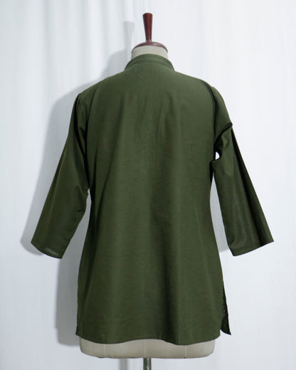 Lilen Short Kurta with Kurta Patti & Shell Buttons