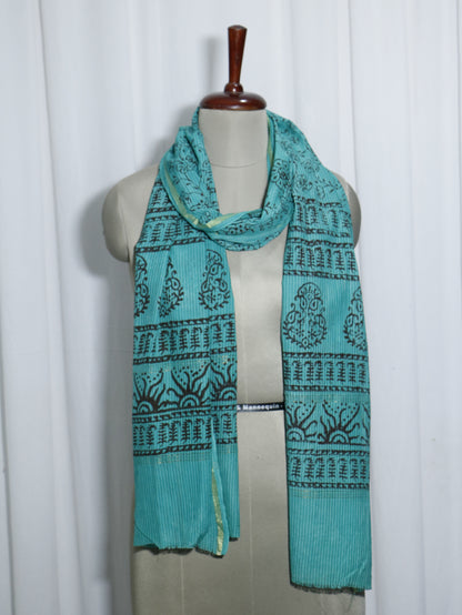 Handloom Maheshwari Cotton Silk Block Printed Stole
