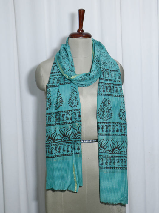 Handloom Maheshwari Cotton Silk Block Printed Stole