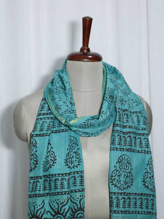 Handloom Maheshwari Cotton Silk Block Printed Stole