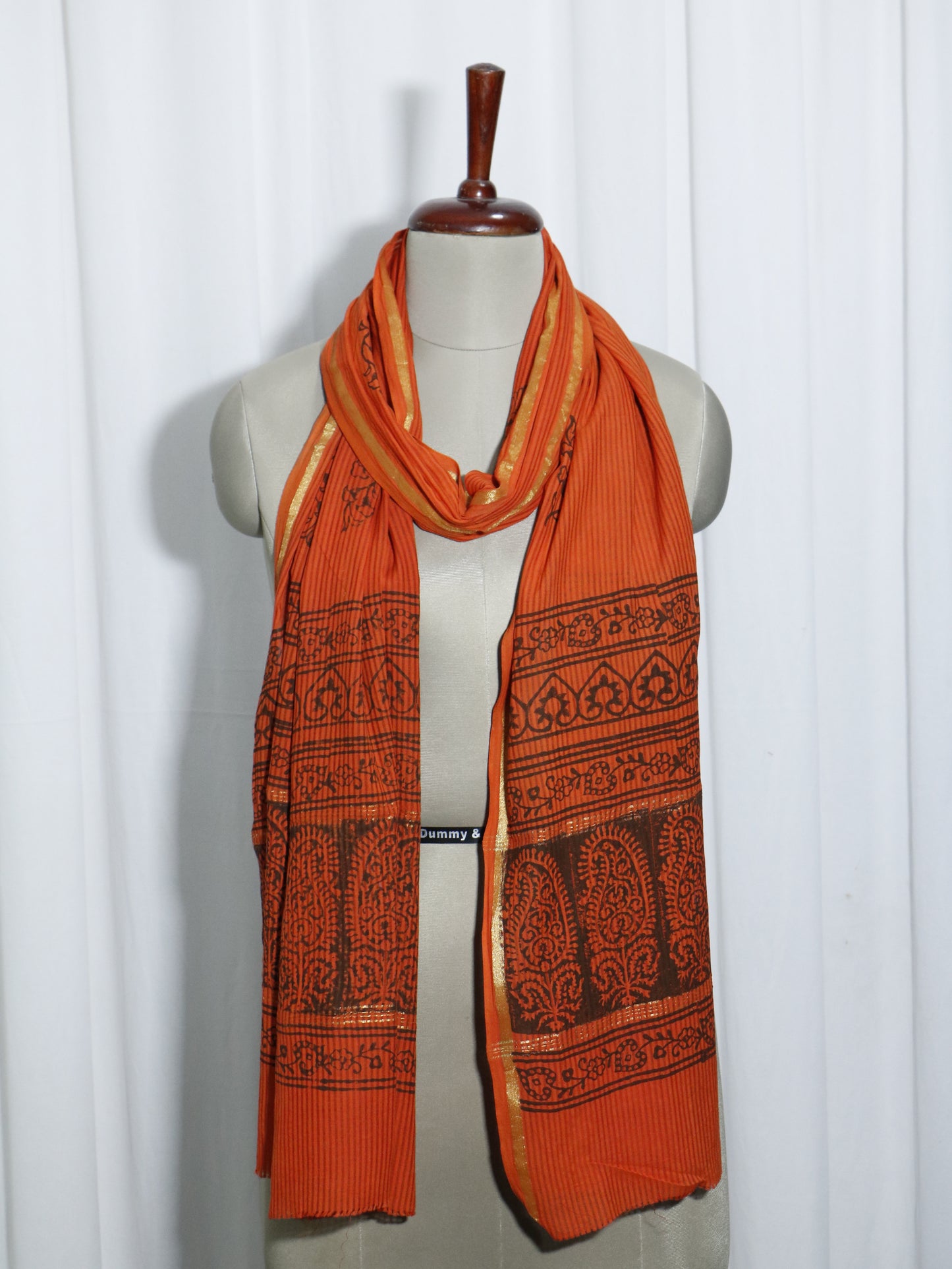 Handloom Maheshwari Cotton Silk Block Printed Stole