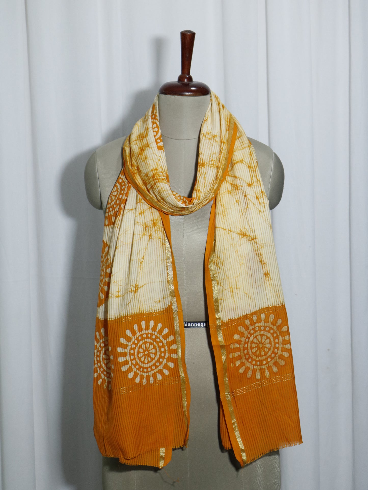 Handloom Maheshwari Cotton Silk Block Printed Stole