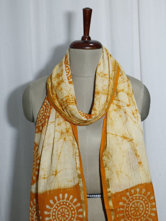 Handloom Maheshwari Cotton Silk Block Printed Stole