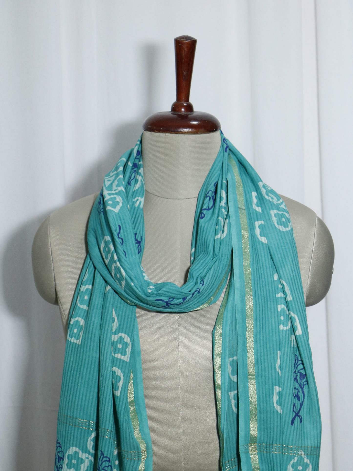 Handloom Maheshwari Cotton Silk Block Printed Stole