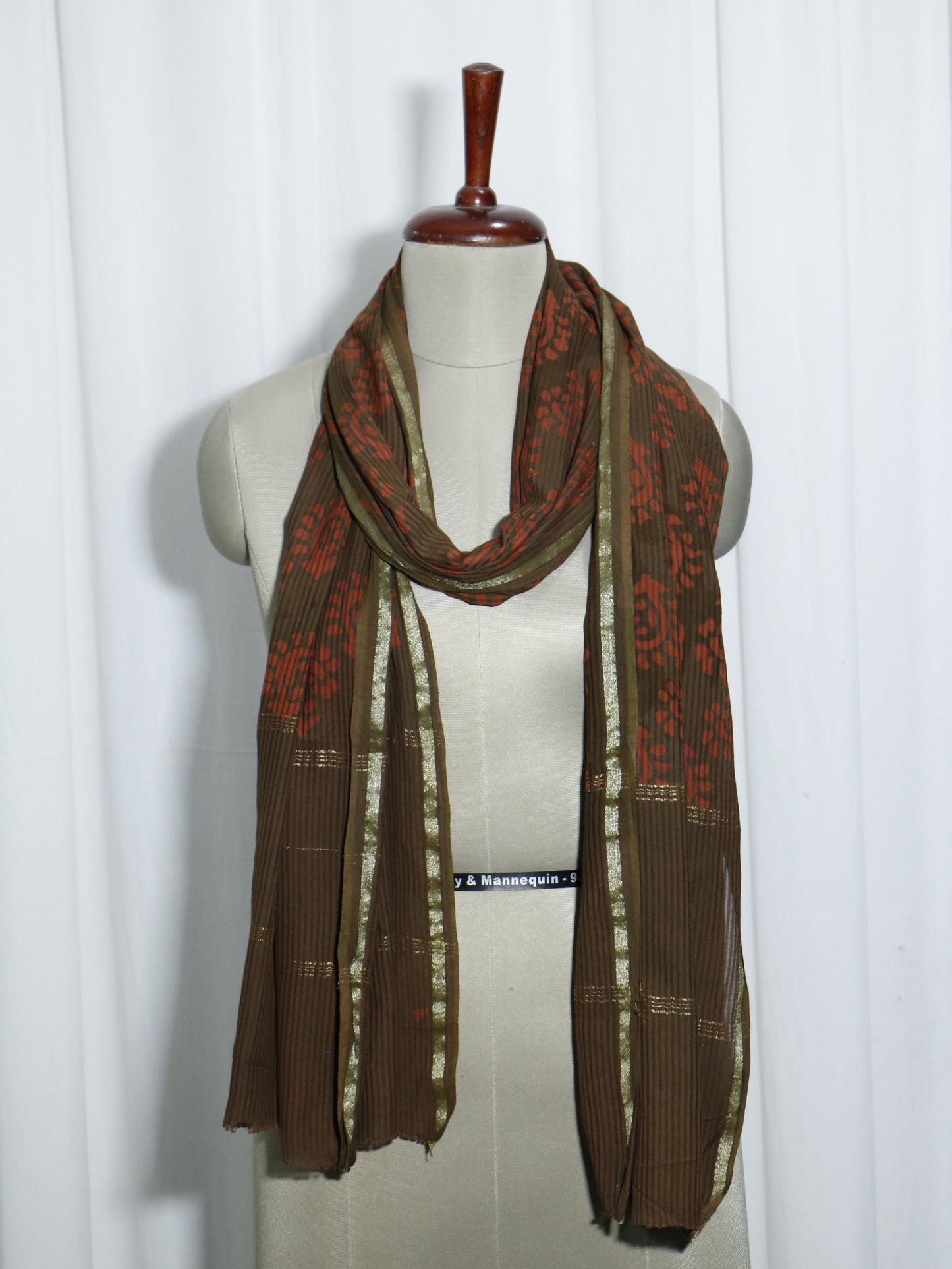 Handloom Maheshwari Cotton Silk Block Printed Stole