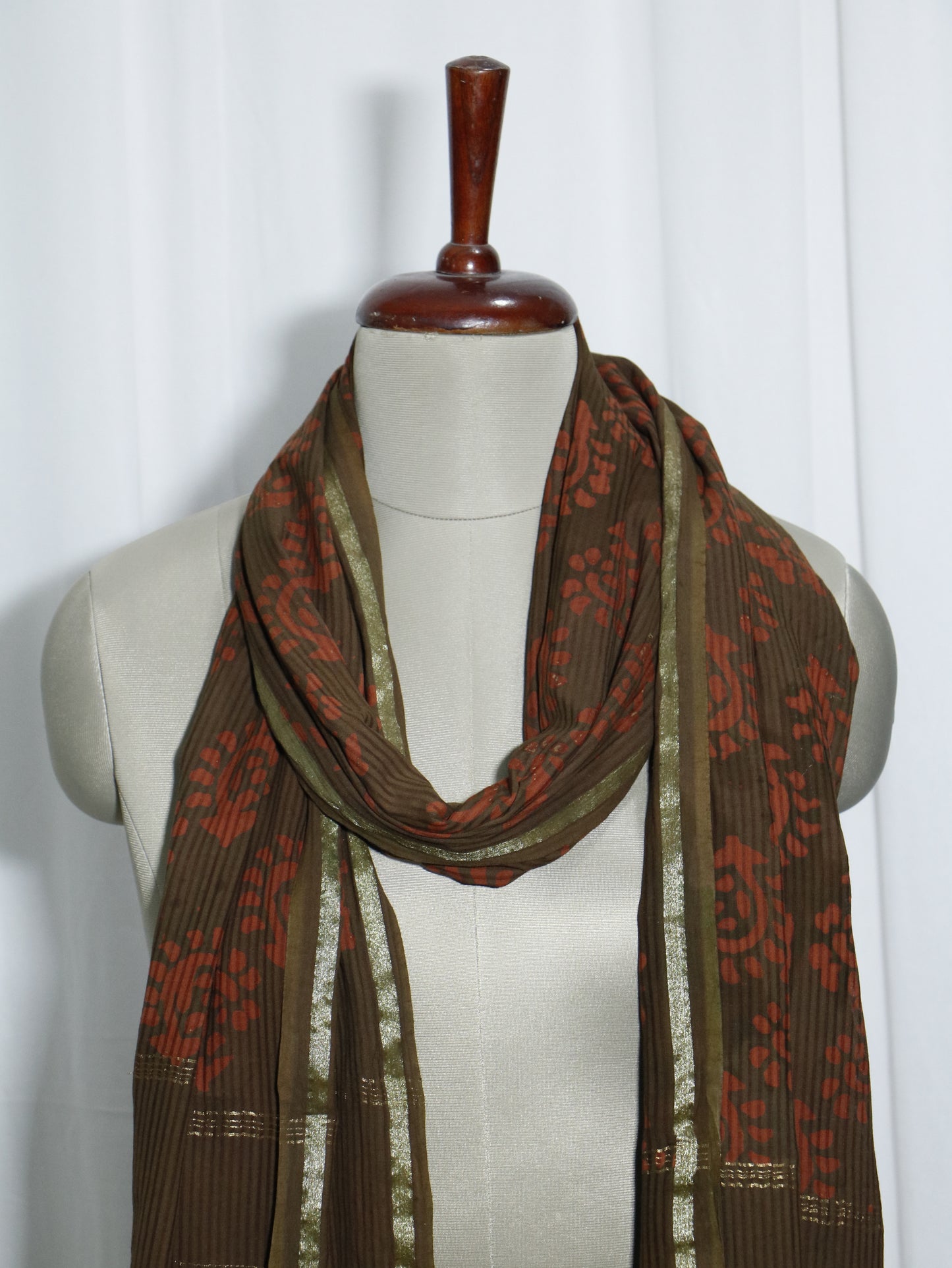 Handloom Maheshwari Cotton Silk Block Printed Stole