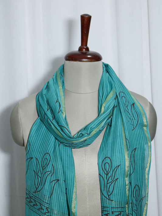 Handloom Maheshwari Cotton Silk Block Printed Stole