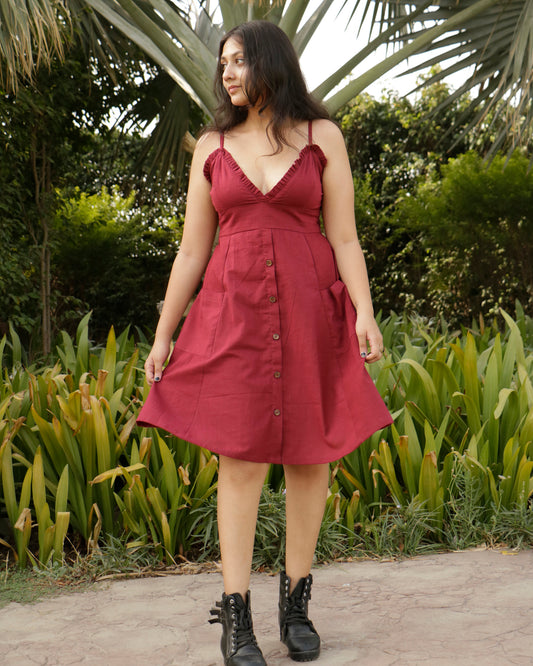 Bano, Khadi Cotton Noodle Strap Dress