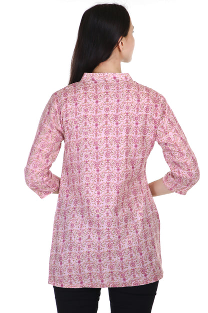 Baby pink cotton short kurta