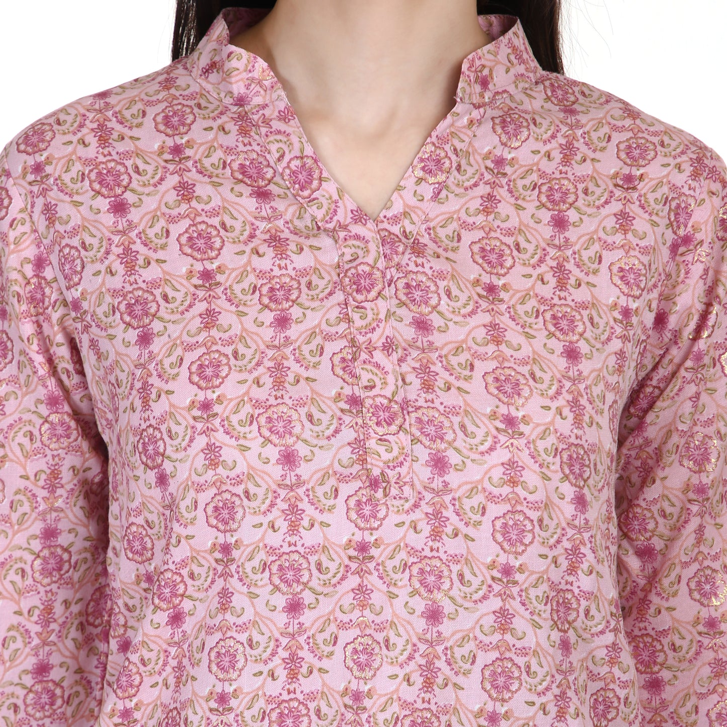 Baby pink cotton short kurta