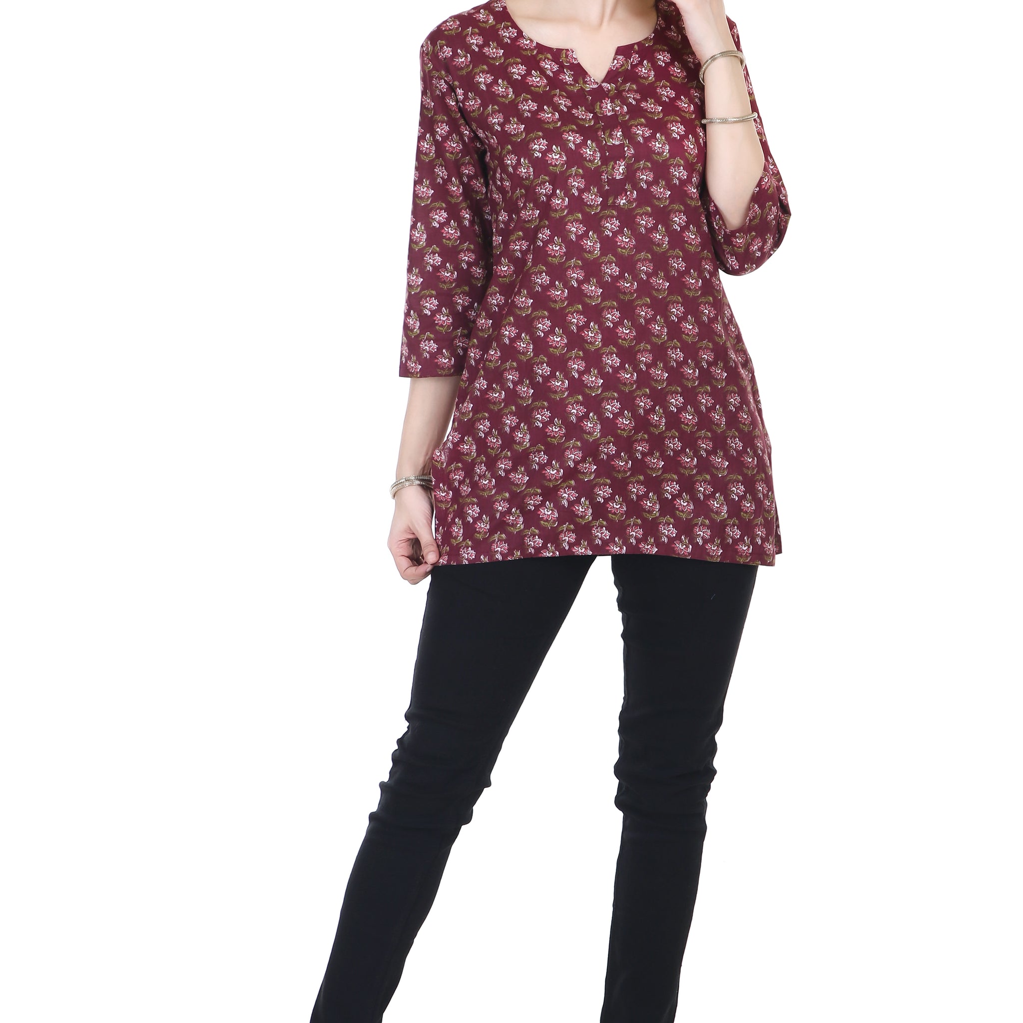 printed cotton short kurta