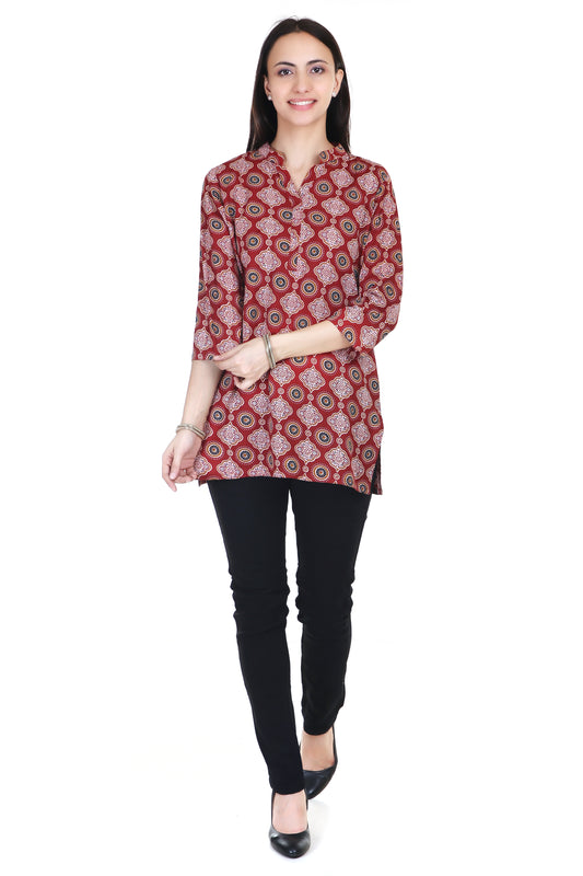 Ajrakh printed cotton kurta