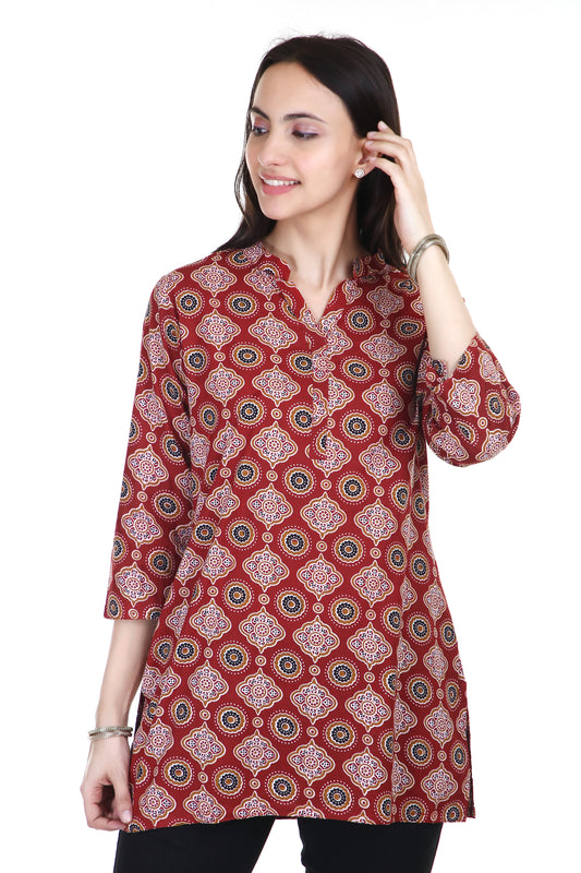 Ajrakh printed cotton kurta