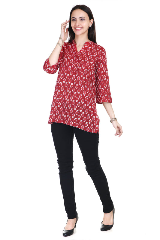 Red cotton short kurta