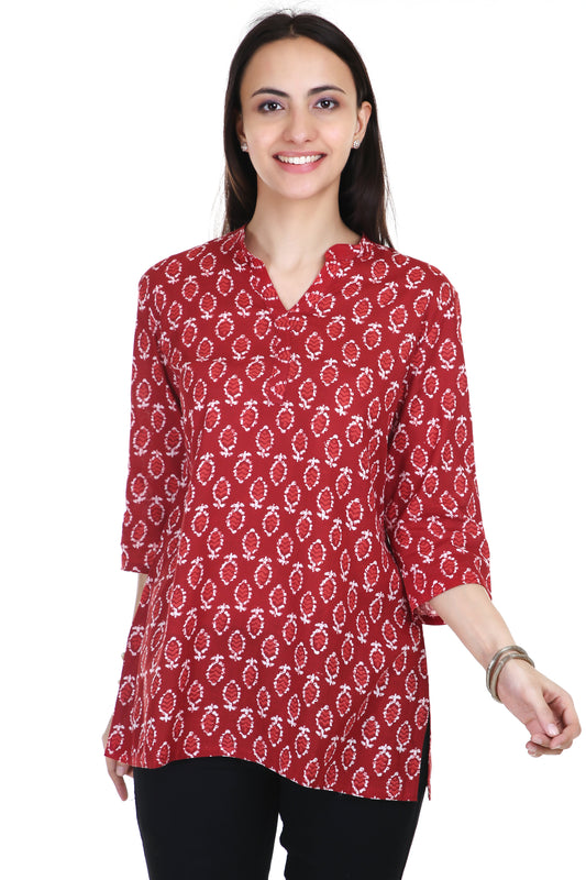 Red cotton short kurta