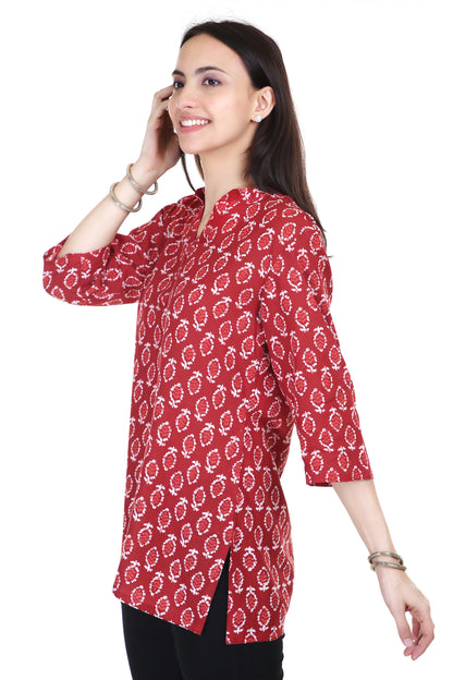 Red cotton short kurta