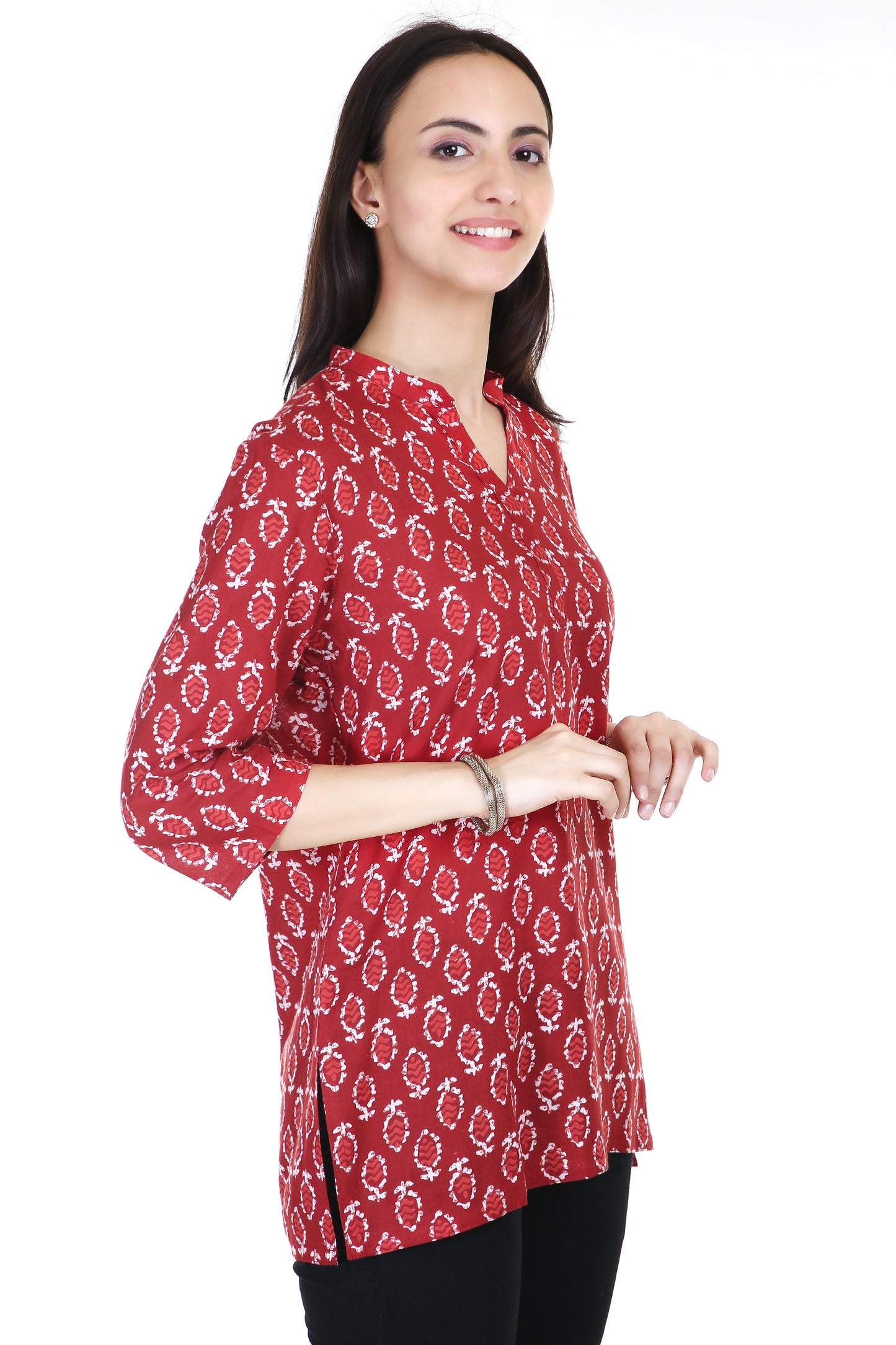 Red cotton short kurta