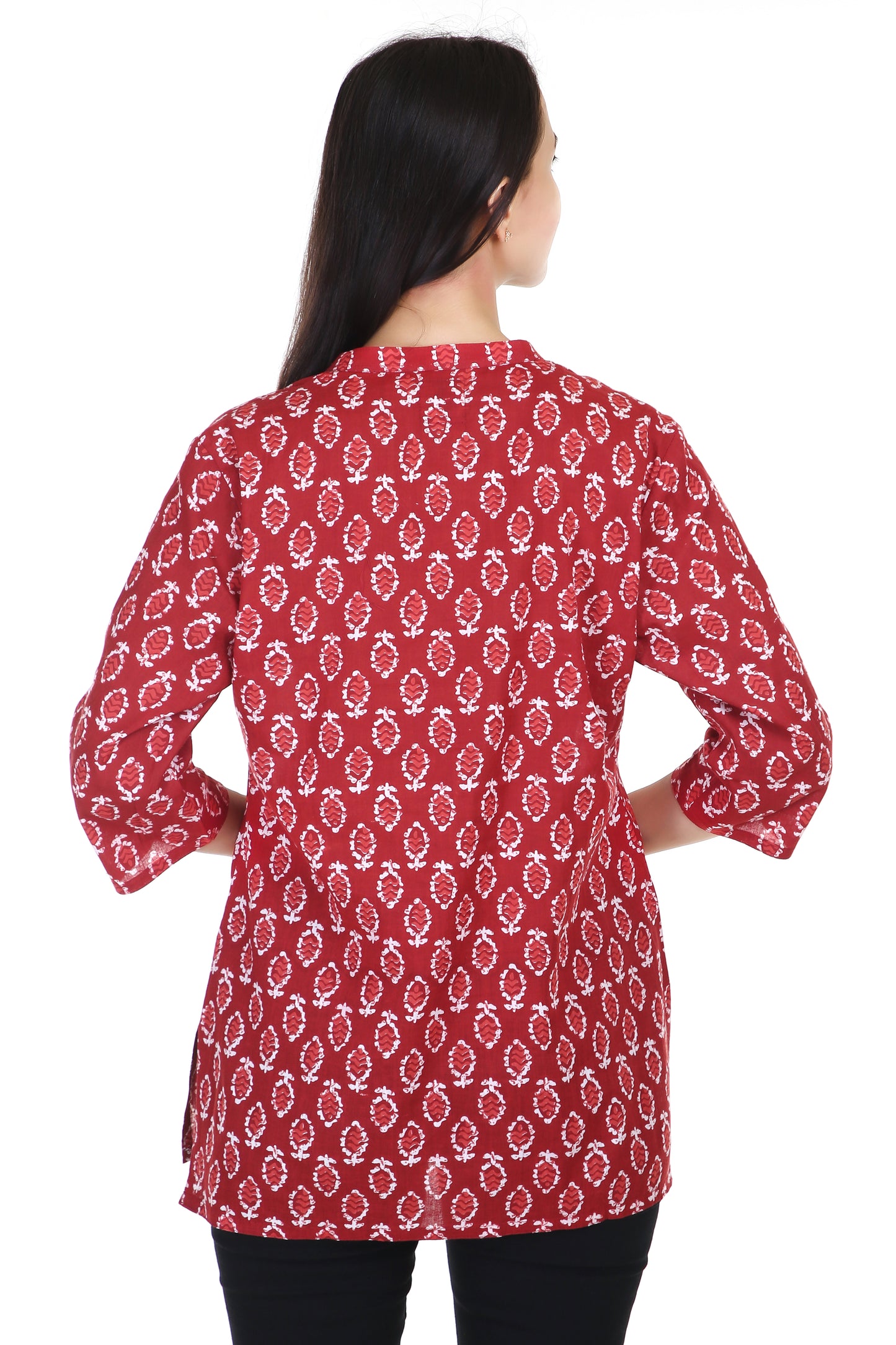 Red cotton short kurta