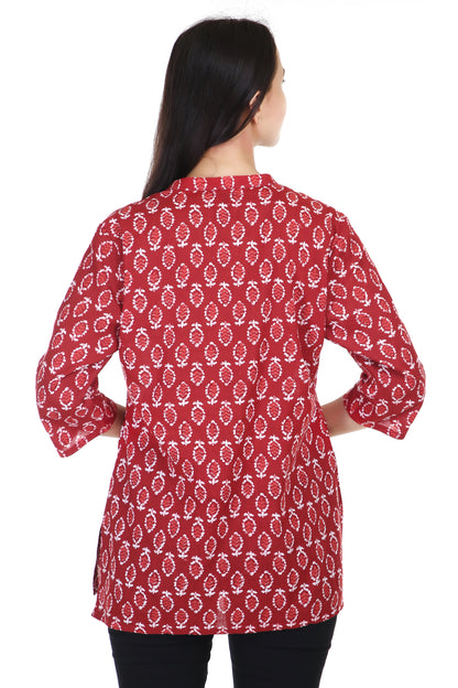 Red cotton short kurta