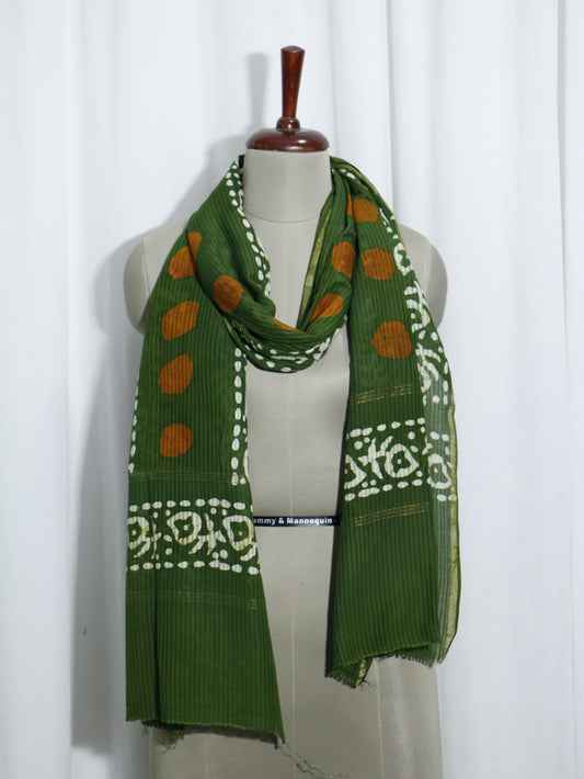Handloom Maheshwari Cotton Silk Block Printed Stole