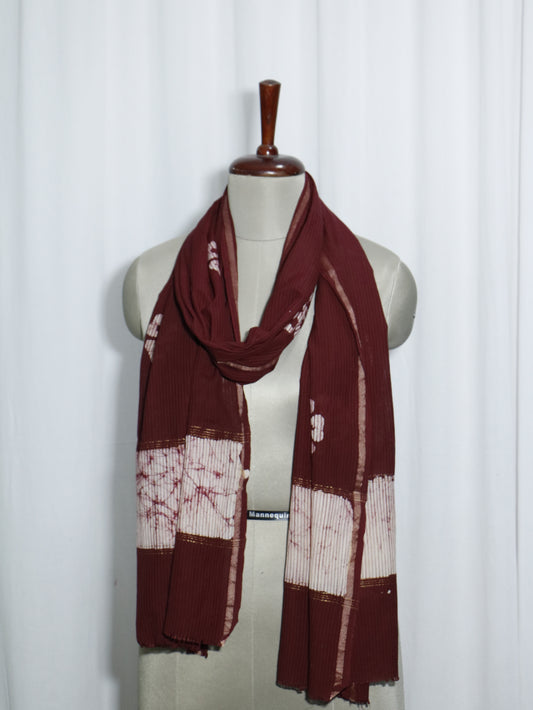 Handloom Maheshwari Cotton Silk Block Printed Stole